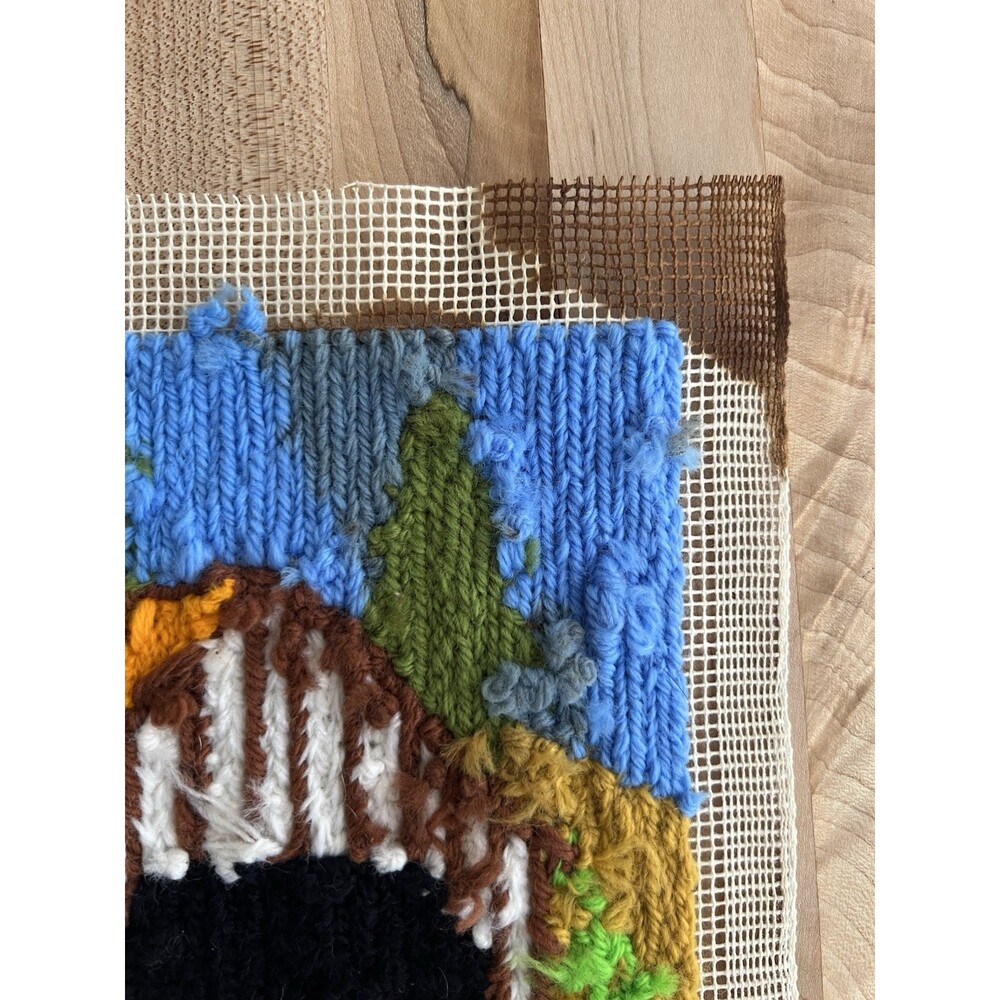 Vintage 60s 70s Completed Needlepoint Covered Bridge Small 10" x 10" - Picture 8 of 9
